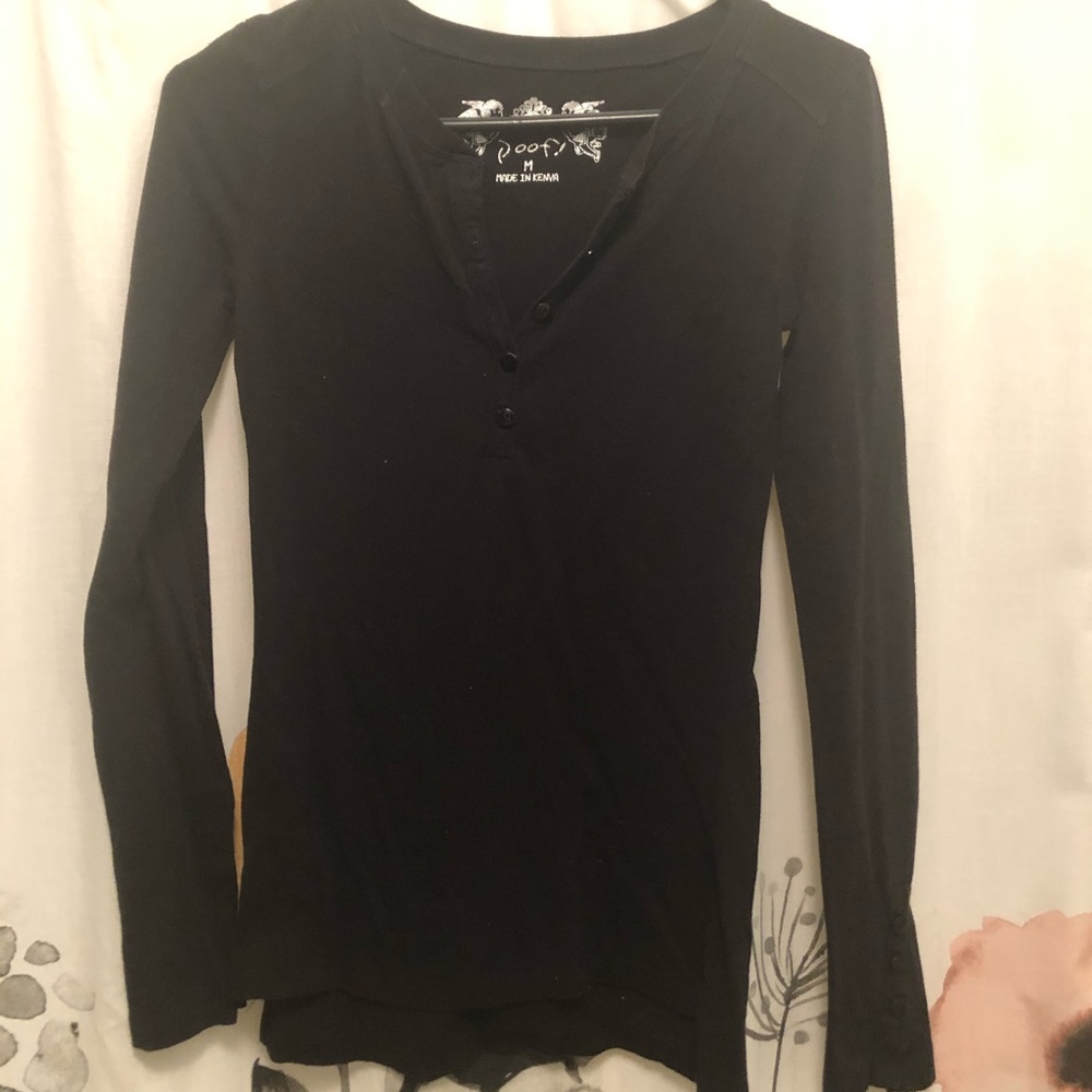Black long sleeve shirt with button sleeves